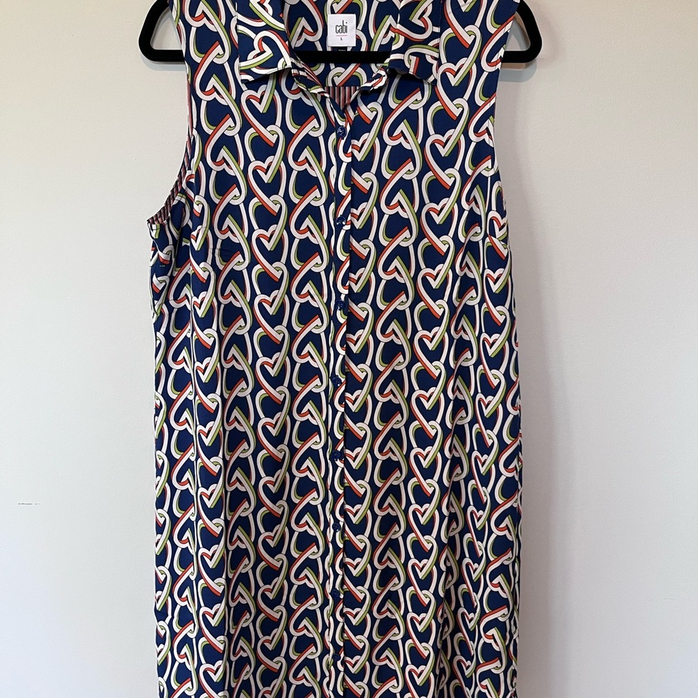 CAbi Blue and White Sleeveless Sundress
